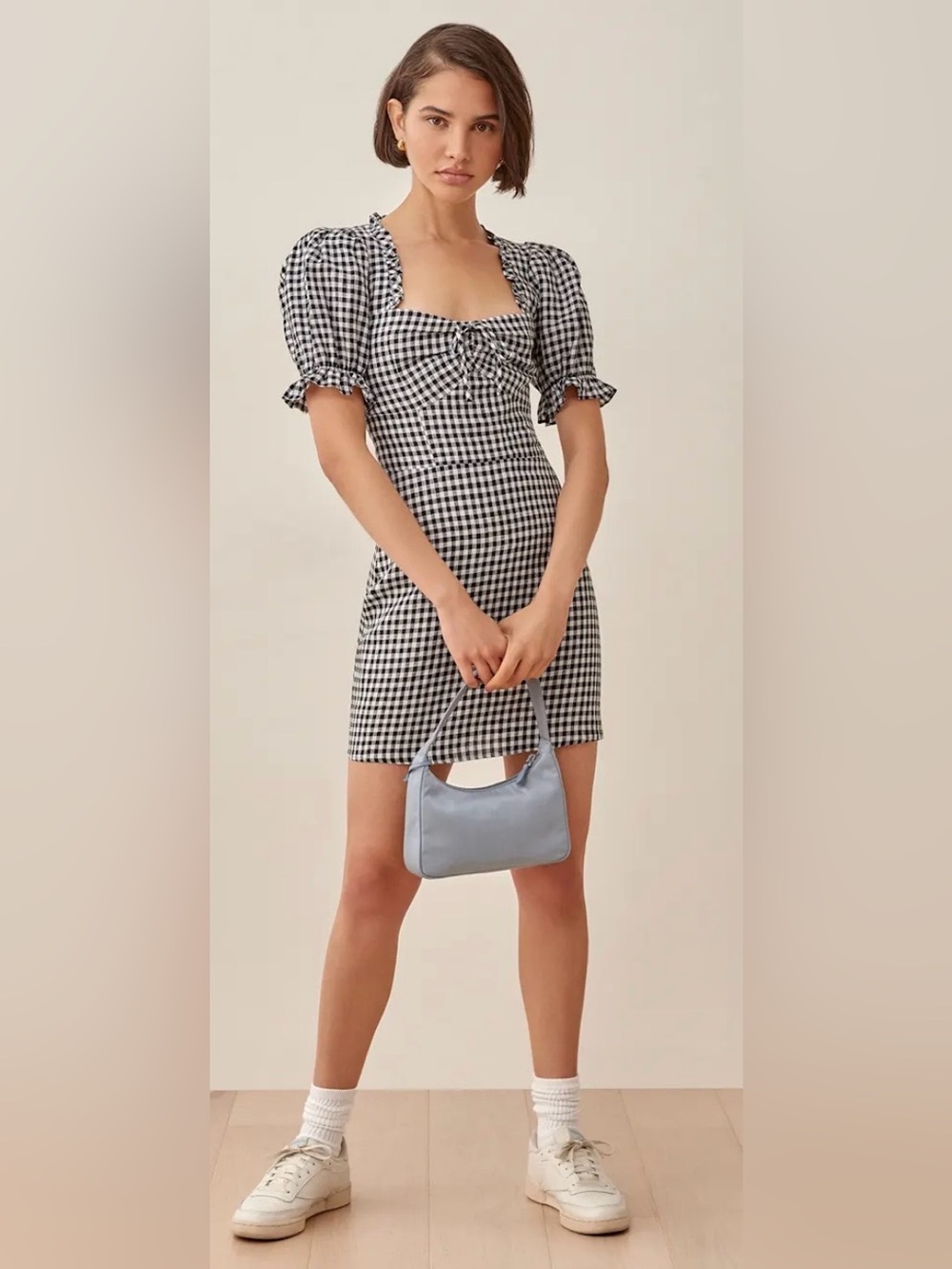 Reformation Easton Gingham Mini Dress. Size 2. 100% Cotton
